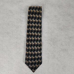 JF J Ferrar Mens Black, Cream, Tan, Green, 100% Silk Classic Business Neck Tie